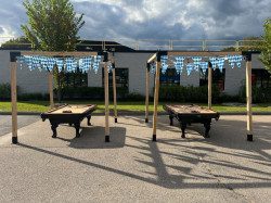 Oktoberfest Pergola with Bulb Lighting & Bavarian Flags